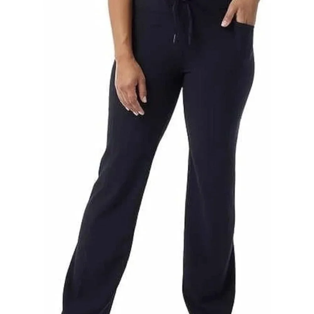 NEW 32 Degrees Cool Women's XS Active Flare Pants Black Ribbed Stretch Pocket
